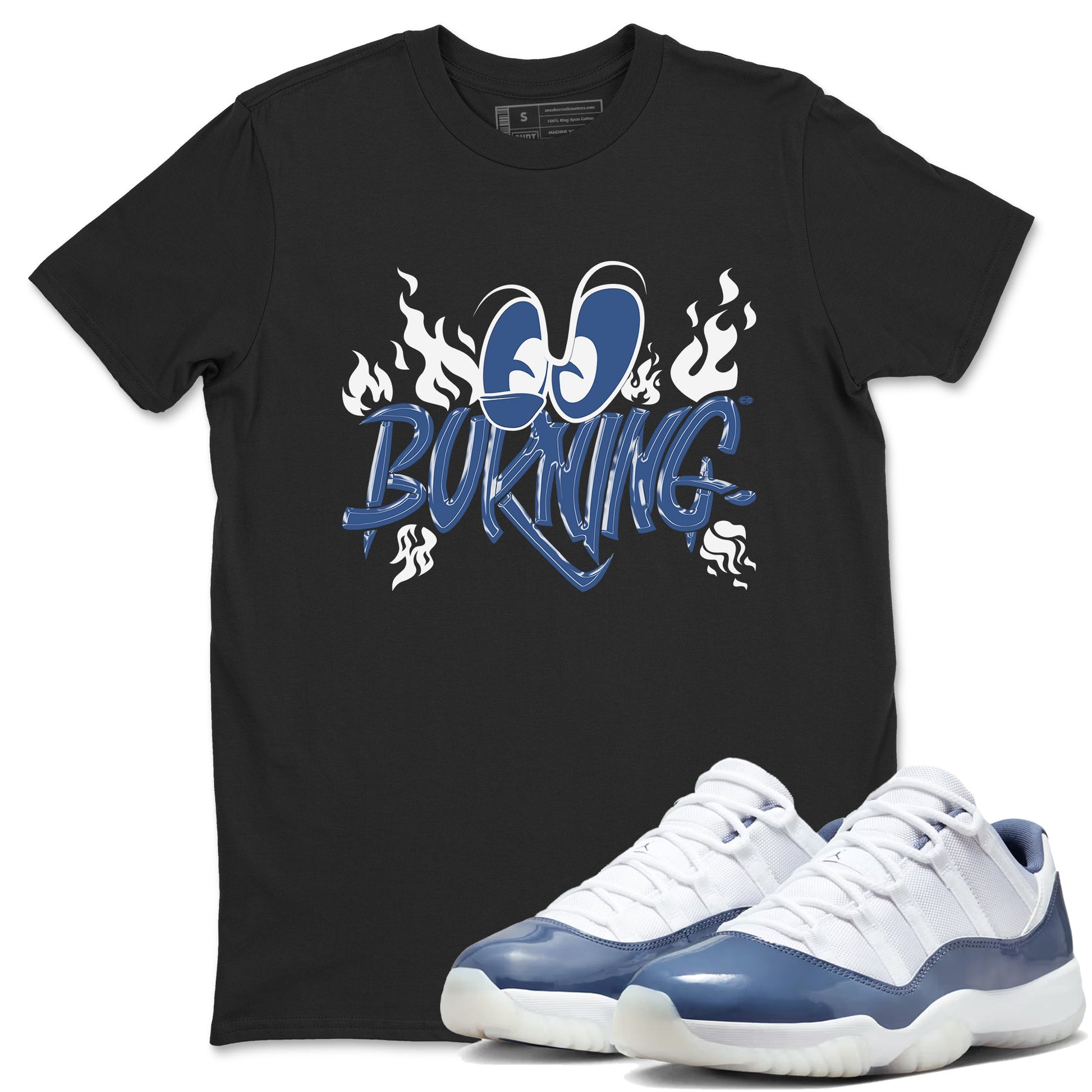11s Diffused Blue shirts to match jordans Burning sneaker match tees Air Jordan 11 Diffused Blue SNRT Sneaker Release Tees unisex cotton Black 1 crew neck shirts