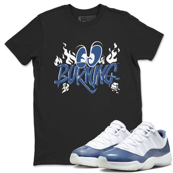 11s Diffused Blue shirts to match jordans Burning sneaker match tees Air Jordan 11 Diffused Blue SNRT Sneaker Release Tees unisex cotton Black 1 crew neck shirts