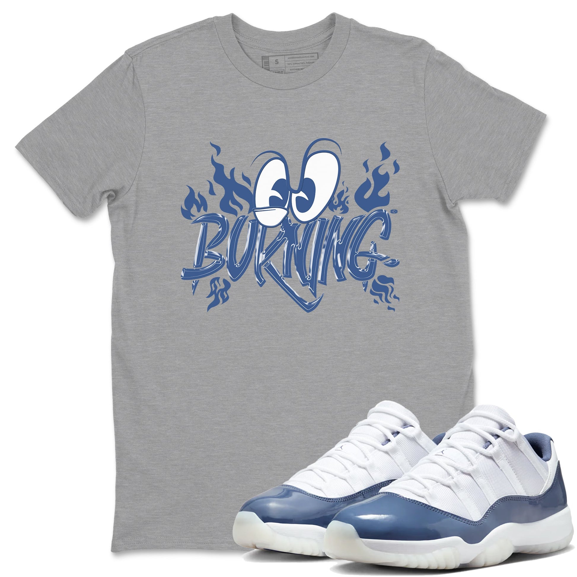 11s Diffused Blue shirts to match jordans Burning sneaker match tees Air Jordan 11 Diffused Blue SNRT Sneaker Release Tees unisex cotton Heather Grey 1 crew neck shirts