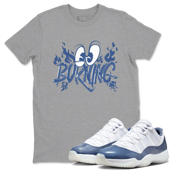 11s Diffused Blue shirts to match jordans Burning sneaker match tees Air Jordan 11 Diffused Blue SNRT Sneaker Release Tees unisex cotton Heather Grey 1 crew neck shirts