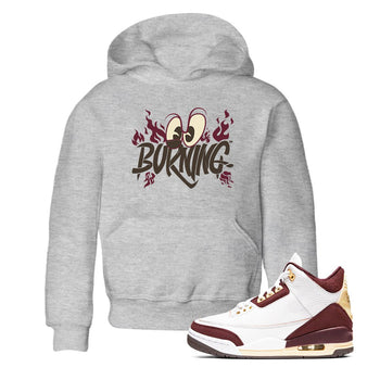 3s A Ma Maniere x Burgundy Crush shirts to match jordans Burning sneaker match tees A Ma Maniere x Air Jordan 3 Burgundy Crush Sneaker Release Tees Youth Baby Heather Grey 1 crew neck shirts