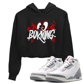 3s Cement Grey shirts to match jordans Burning sneaker match tees Air Jordan 3 Cement Grey match shoes to clothes SNRT Sneaker Tees unisex cotton Black 1 crop tee