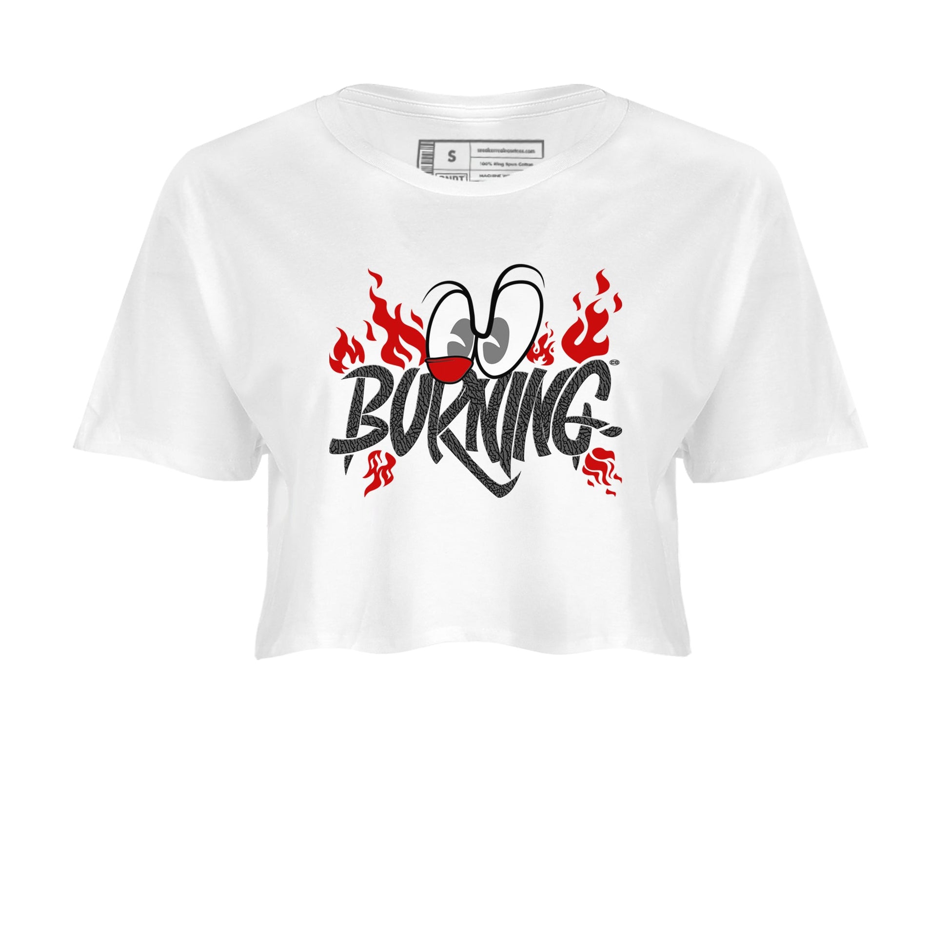 3s Cement Grey shirts to match jordans Burning sneaker match tees Air Jordan 3 Cement Grey match shoes to clothes SNRT Sneaker Tees unisex cotton White 2 crop tee