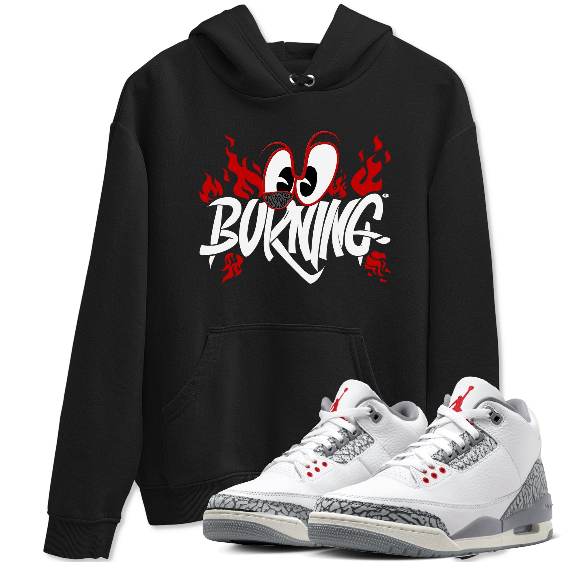3s Cement Grey shirts to match jordans Burning sneaker match tees Air Jordan 3 Cement Grey match shoes to clothes SNRT Sneaker Tees unisex cotton Black 1 shirts
