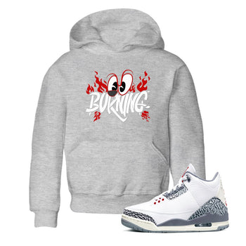 3s Cement Grey shirts to match jordans Burning sneaker match tees Air Jordan 3 Cement Grey match shoes to clothes SNRT Sneaker Tees Youth Baby Heather Grey 1 tee