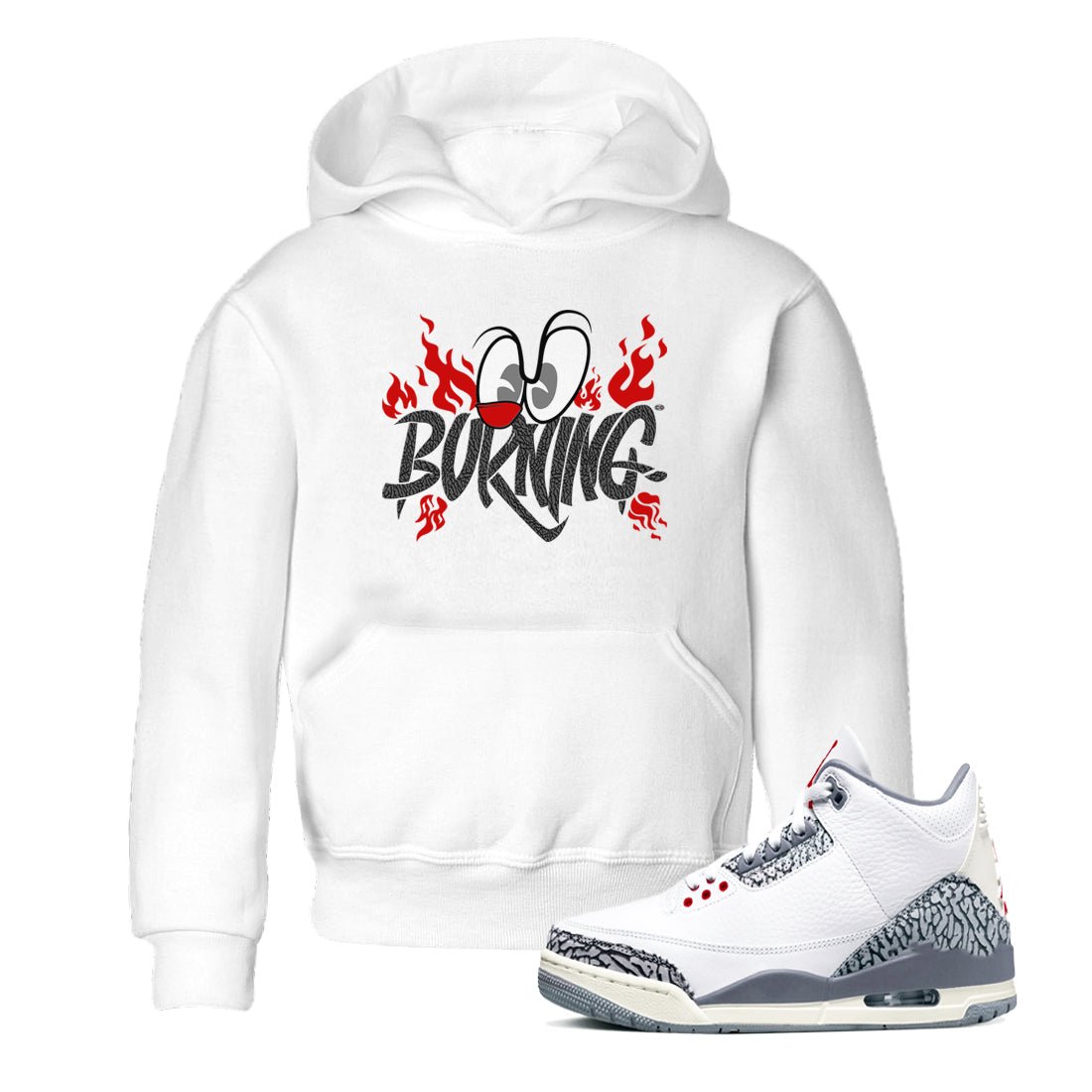 3s Cement Grey shirts to match jordans Burning sneaker match tees Air Jordan 3 Cement Grey match shoes to clothes SNRT Sneaker Tees Youth Baby White 1 tee