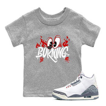 3s Cement Grey shirts to match jordans Burning sneaker match tees Air Jordan 3 Cement Grey match shoes to clothes SNRT Sneaker Tees Youth Baby Heather Grey 1 tee