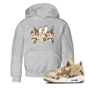 3s Desert Camo shirts to match jordans Burning sneaker match tees Air Jordan 3 Desert Camo SNRT Sneaker Tees streetwear brand Baby and Youth Heather Grey 1 cotton tee