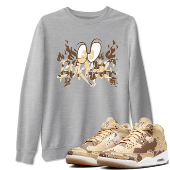 3s Desert Camo shirts to match jordans Burning sneaker match tees Air Jordan 3 Desert Camo SNRT Sneaker Tees streetwear brand Heather Grey 1 unisex cotton tee