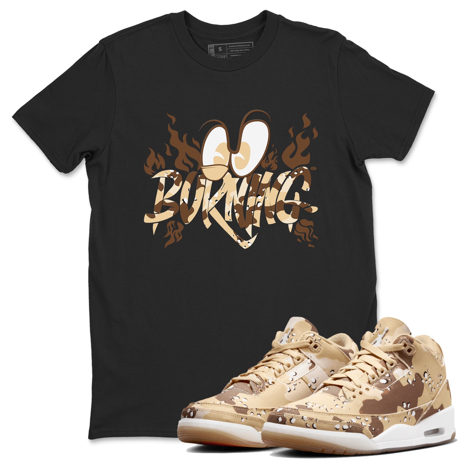 3s Desert Camo shirts to match jordans Burning sneaker match tees Air Jordan 3 Desert Camo SNRT Sneaker Tees streetwear brand Black 1 unisex cotton tee