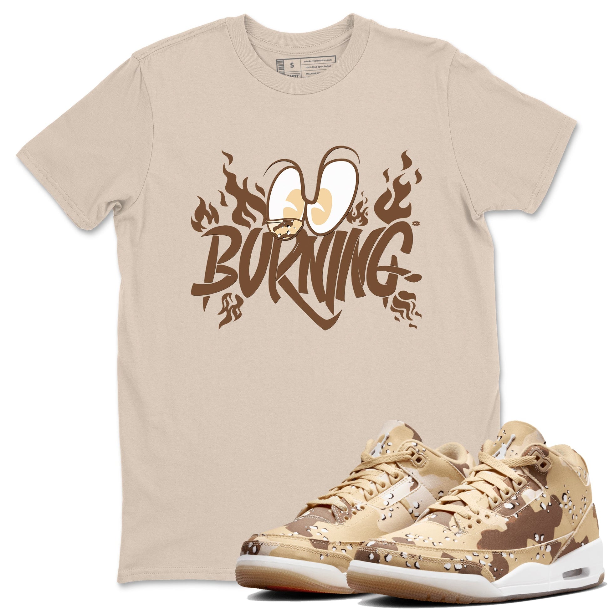 3s Desert Camo shirts to match jordans Burning sneaker match tees Air Jordan 3 Desert Camo SNRT Sneaker Tees streetwear brand Sand 1 unisex cotton tee