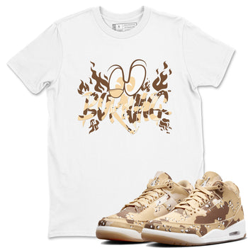 3s Desert Camo shirts to match jordans Burning sneaker match tees Air Jordan 3 Desert Camo SNRT Sneaker Tees streetwear brand White 1 unisex cotton tee