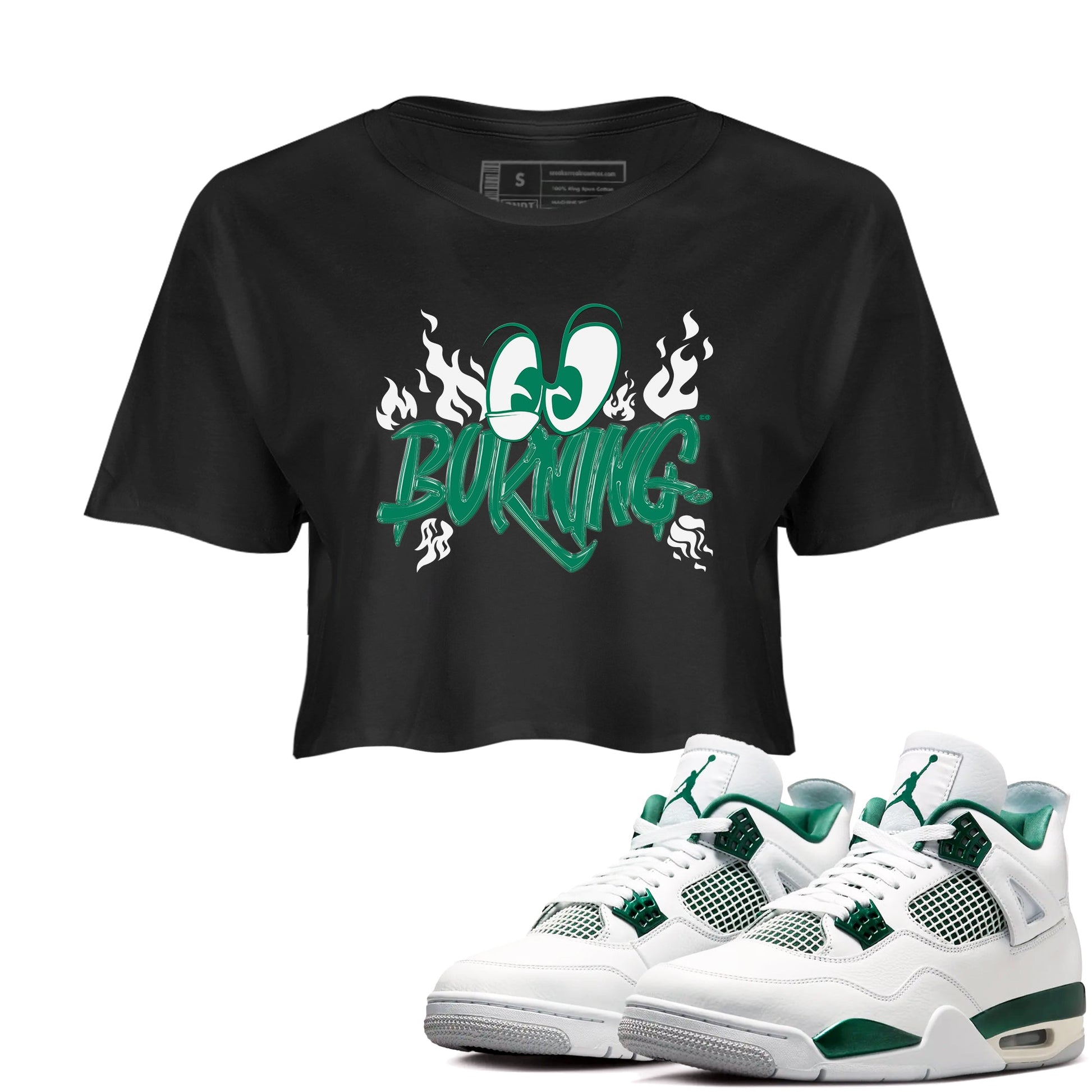4s Oxidized Green shirts to match jordans Burning sneaker match tees Air Jordan 4 Oxidized Green SNRT Sneaker Tees streetwear brand Black 1 crop tee