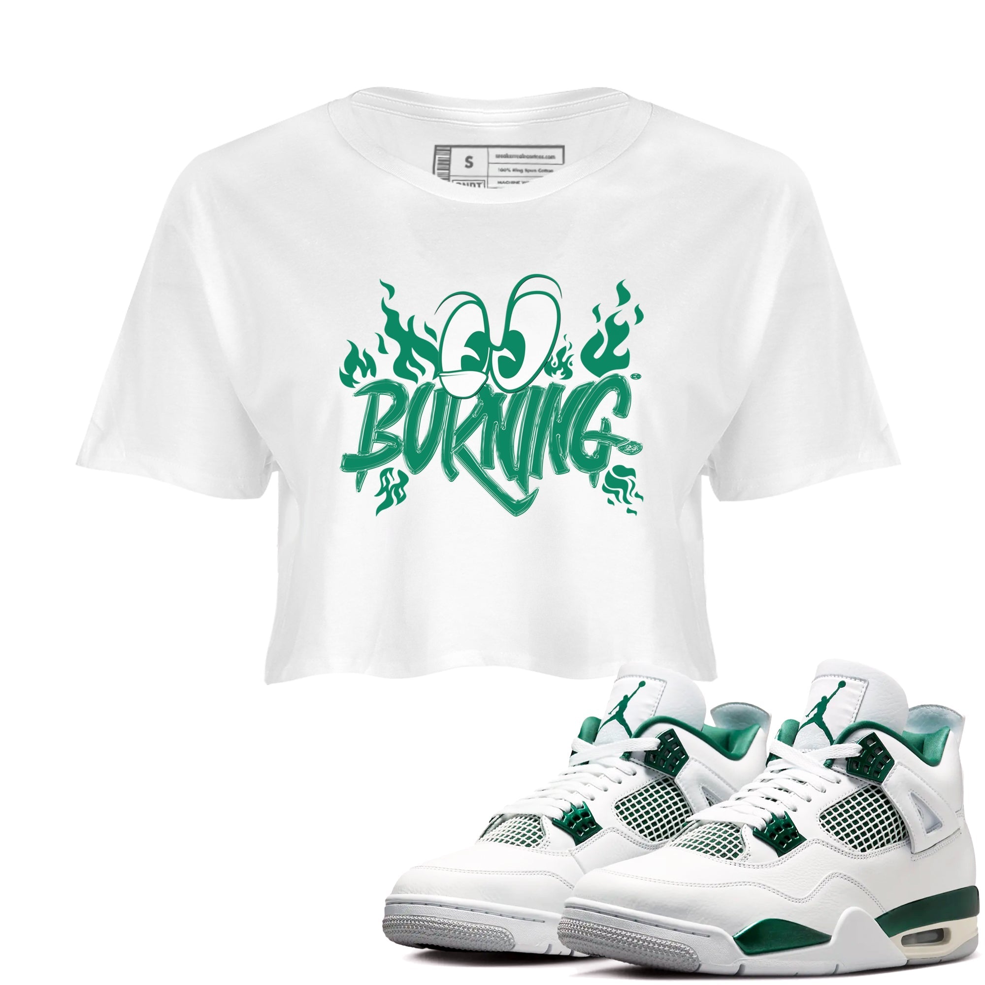 4s Oxidized Green shirts to match jordans Burning sneaker match tees Air Jordan 4 Oxidized Green SNRT Sneaker Tees streetwear brand White 1 crop tee