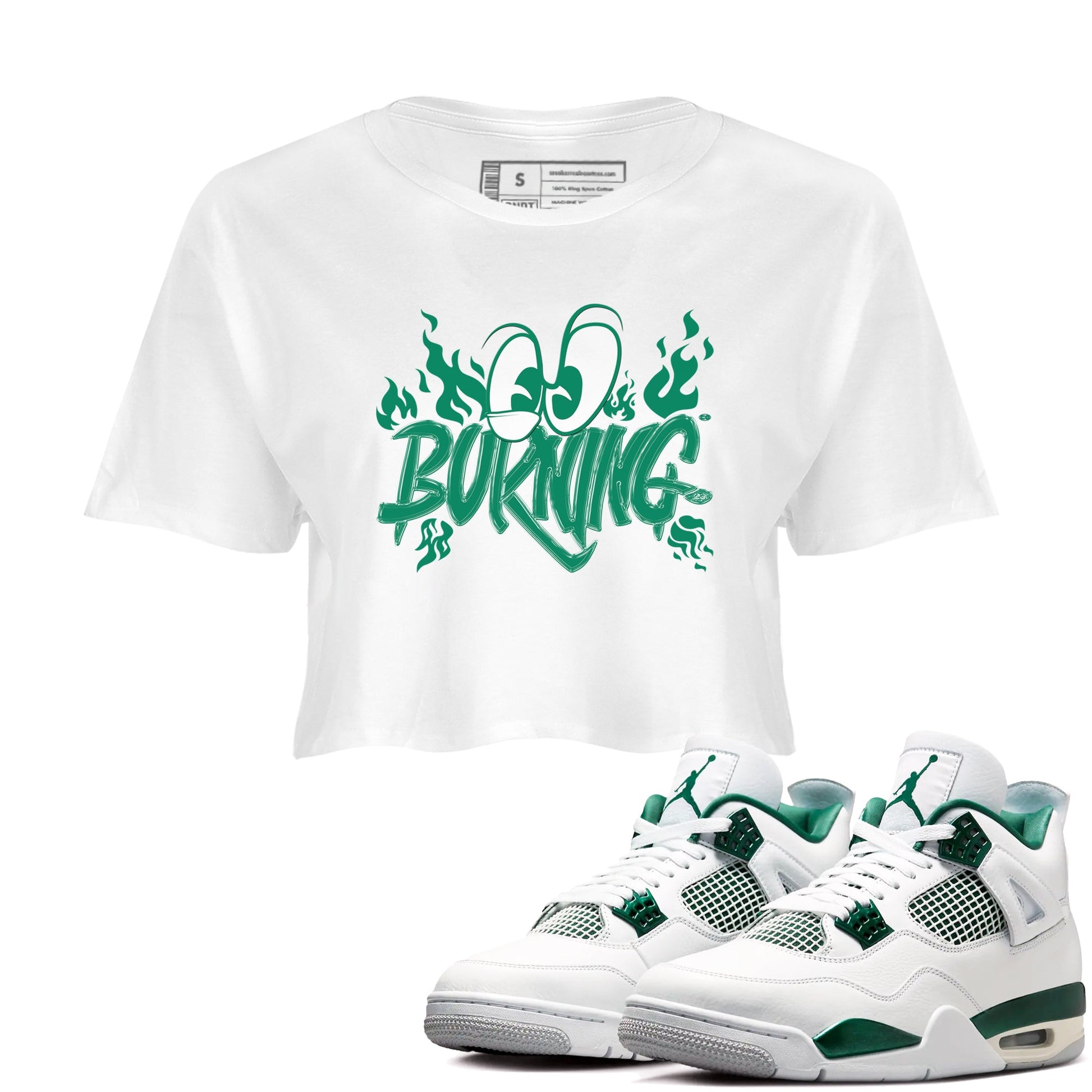 4s Oxidized Green shirts to match jordans Burning sneaker match tees Air Jordan 4 Oxidized Green SNRT Sneaker Tees streetwear brand White 1 crop tee