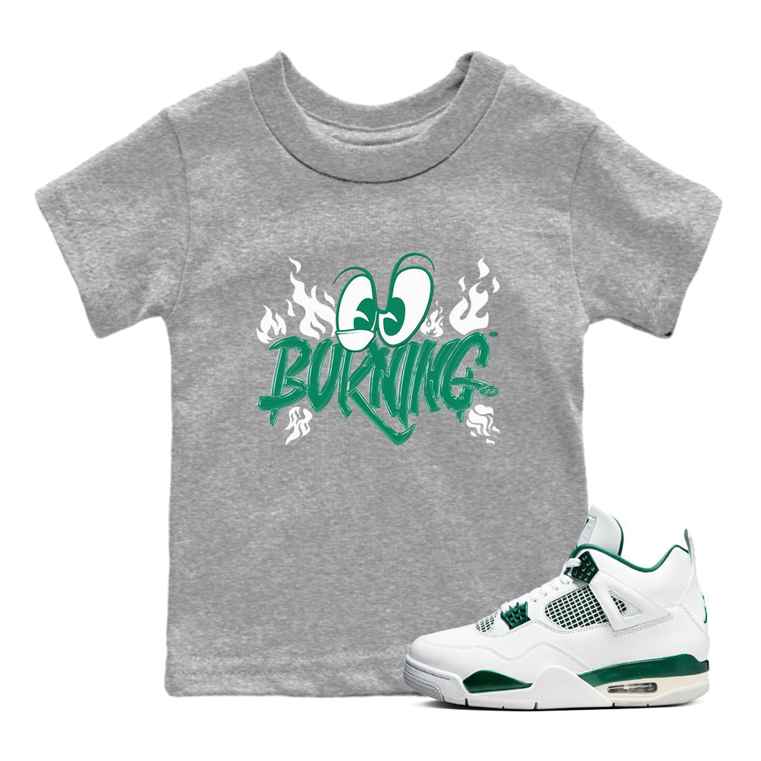 4s Oxidized Green shirts to match jordans Burning sneaker match tees Air Jordan 4 Oxidized Green SNRT Sneaker Tees streetwear brand Baby and Youth Heather Grey 1 cotton tee
