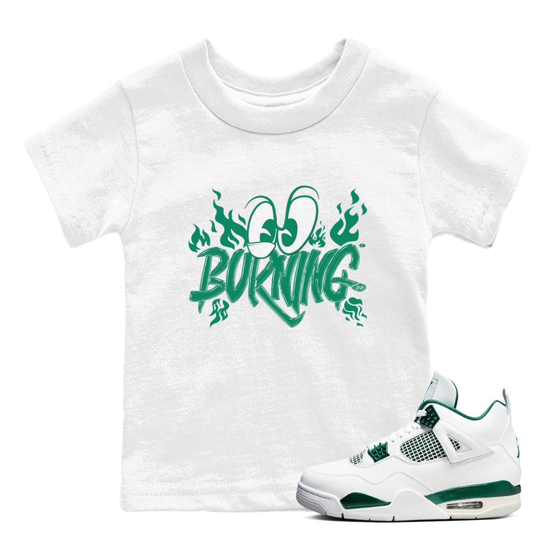 4s Oxidized Green shirts to match jordans Burning sneaker match tees Air Jordan 4 Oxidized Green SNRT Sneaker Tees streetwear brand Baby and Youth White 1 cotton tee