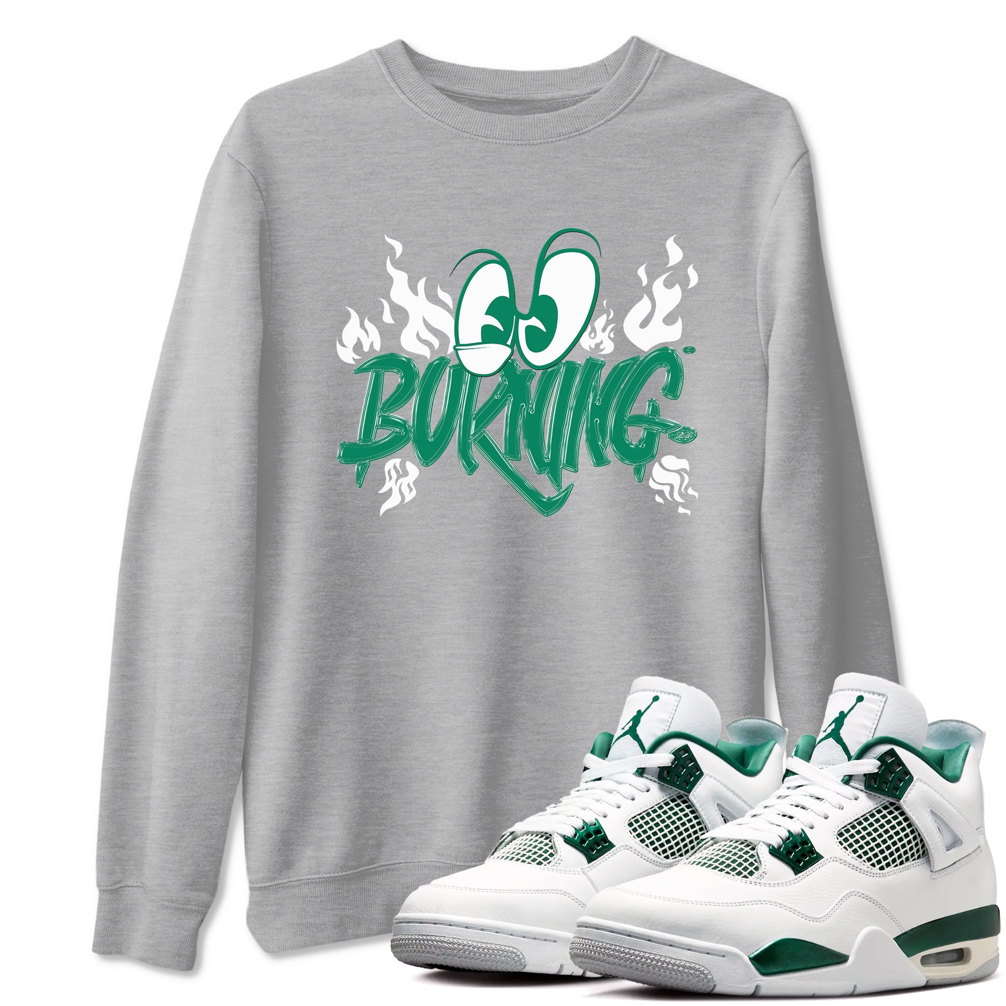 4s Oxidized Green shirts to match jordans Burning sneaker match tees Air Jordan 4 Oxidized Green SNRT Sneaker Tees streetwear brand Heather Grey 1 unisex cotton tee