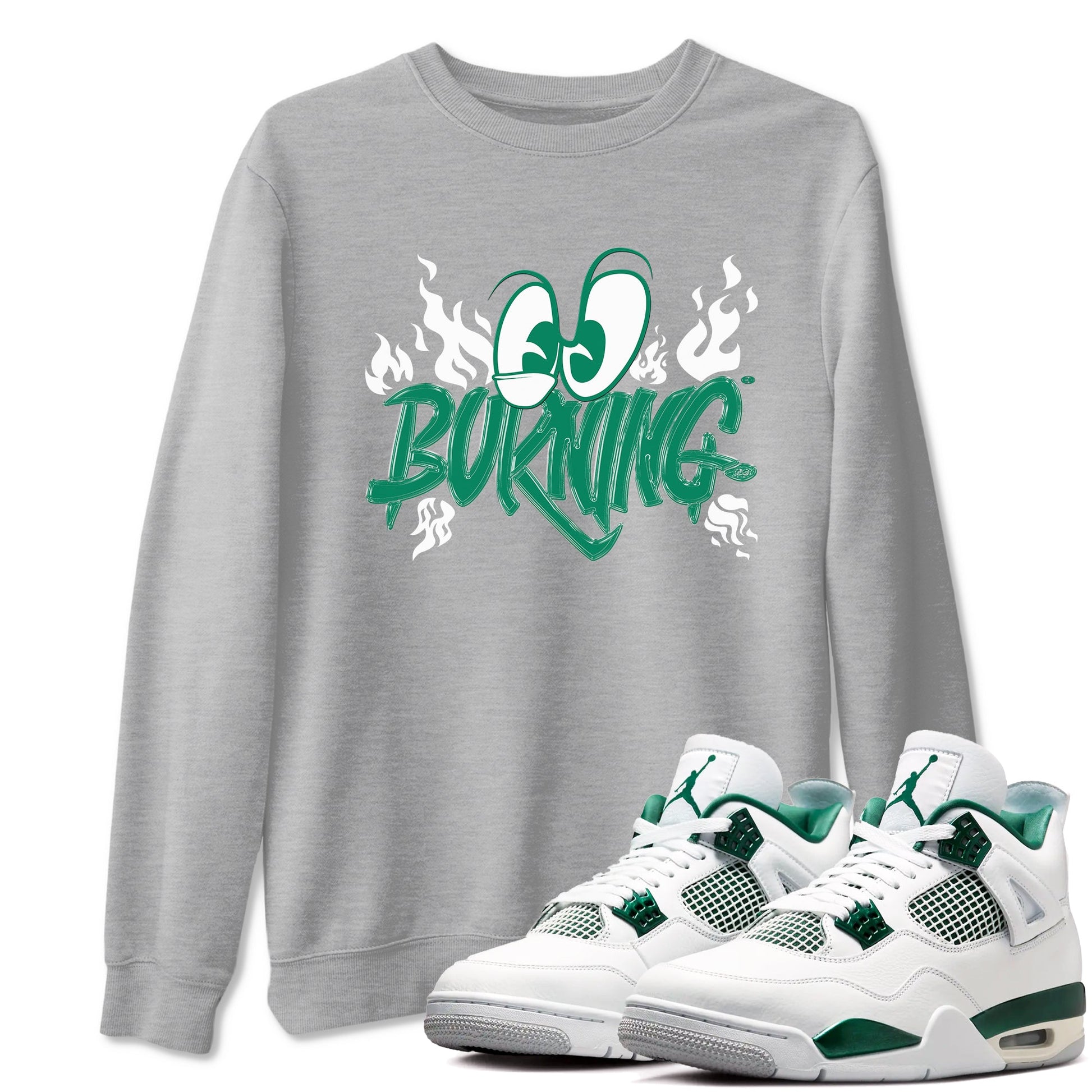 4s Oxidized Green shirts to match jordans Burning sneaker match tees Air Jordan 4 Oxidized Green SNRT Sneaker Tees streetwear brand Heather Grey 1 unisex cotton tee