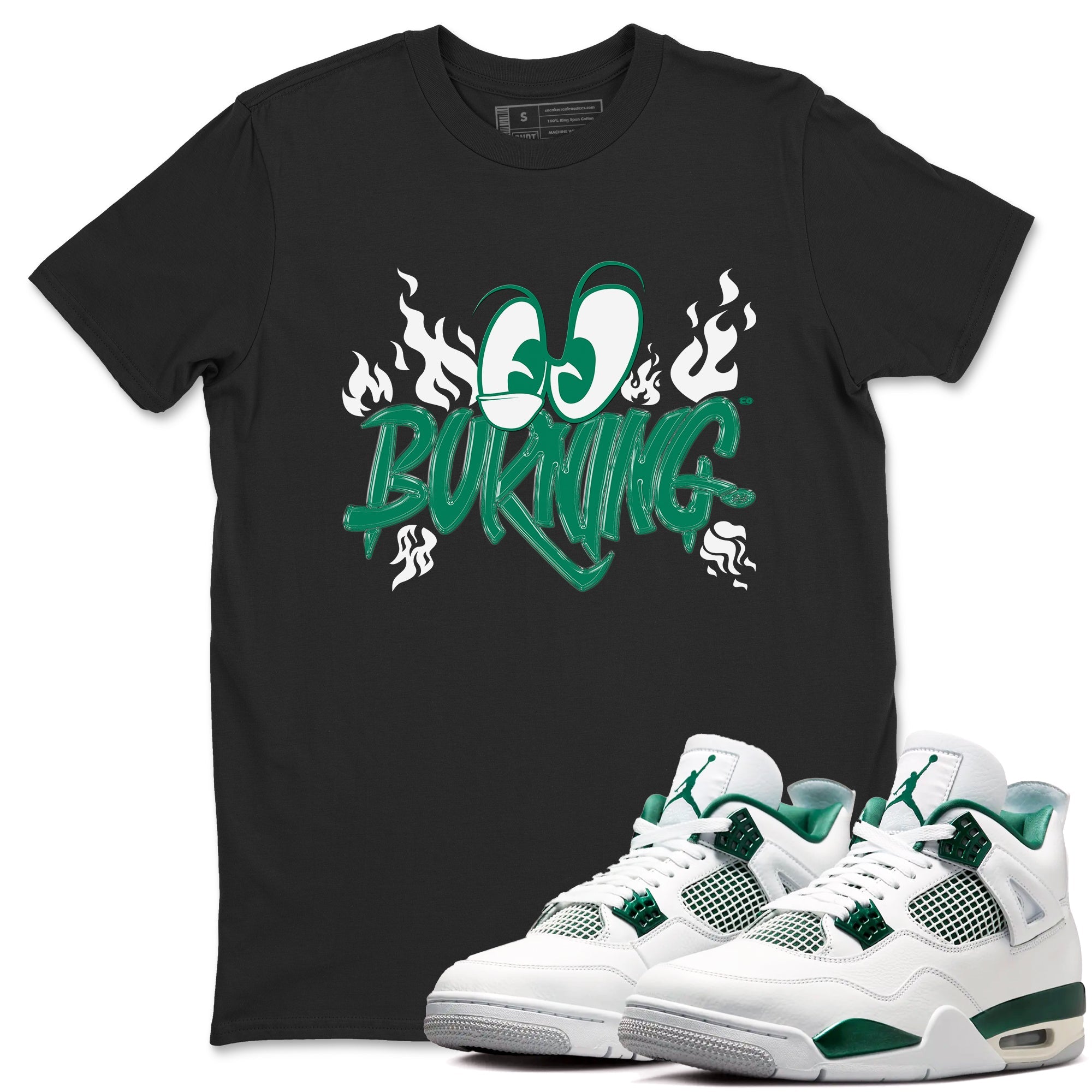 4s Oxidized Green shirts to match jordans Burning sneaker match tees Air Jordan 4 Oxidized Green SNRT Sneaker Tees streetwear brand Black 1 unisex cotton tee