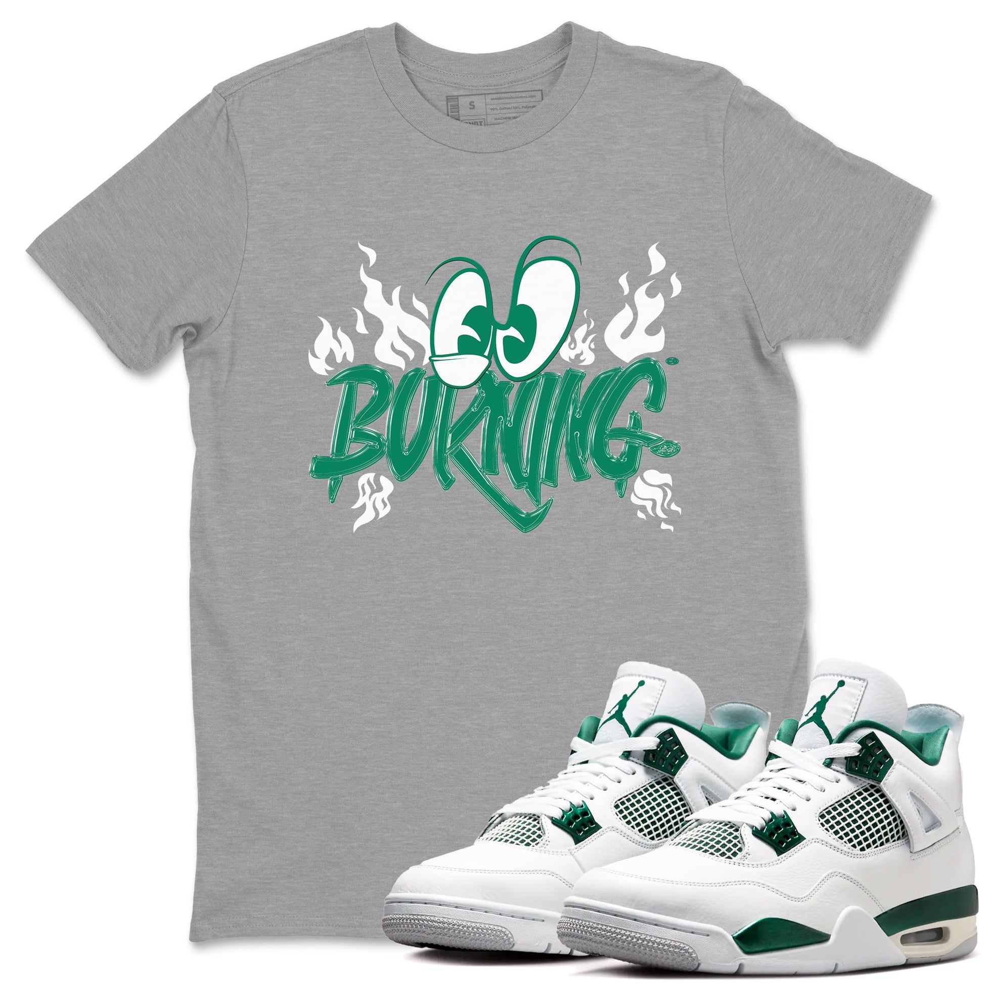 4s Oxidized Green shirts to match jordans Burning sneaker match tees Air Jordan 4 Oxidized Green SNRT Sneaker Tees streetwear brand Heather Grey 1 unisex cotton tee
