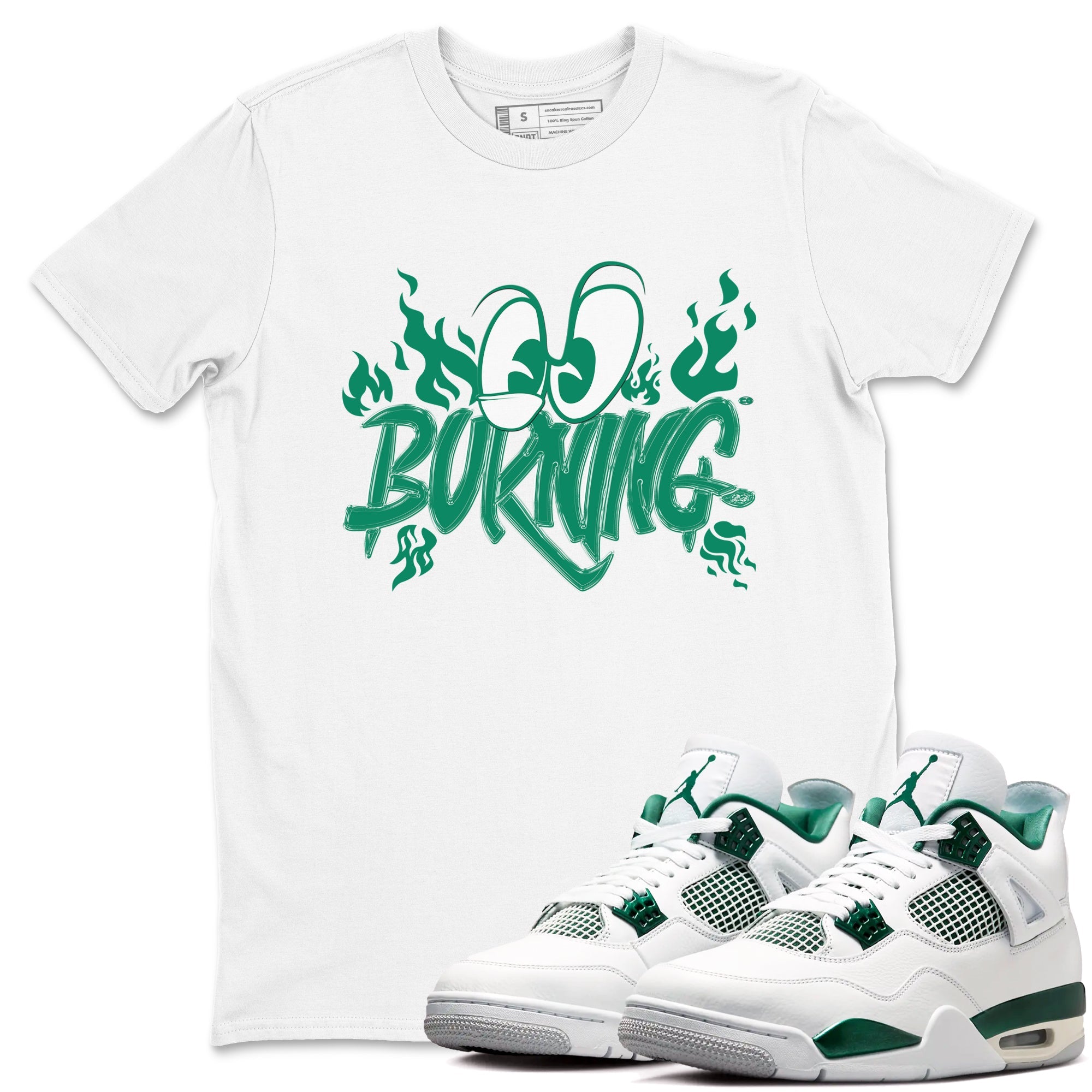 4s Oxidized Green shirts to match jordans Burning sneaker match tees Air Jordan 4 Oxidized Green SNRT Sneaker Tees streetwear brand White 1 unisex cotton tee