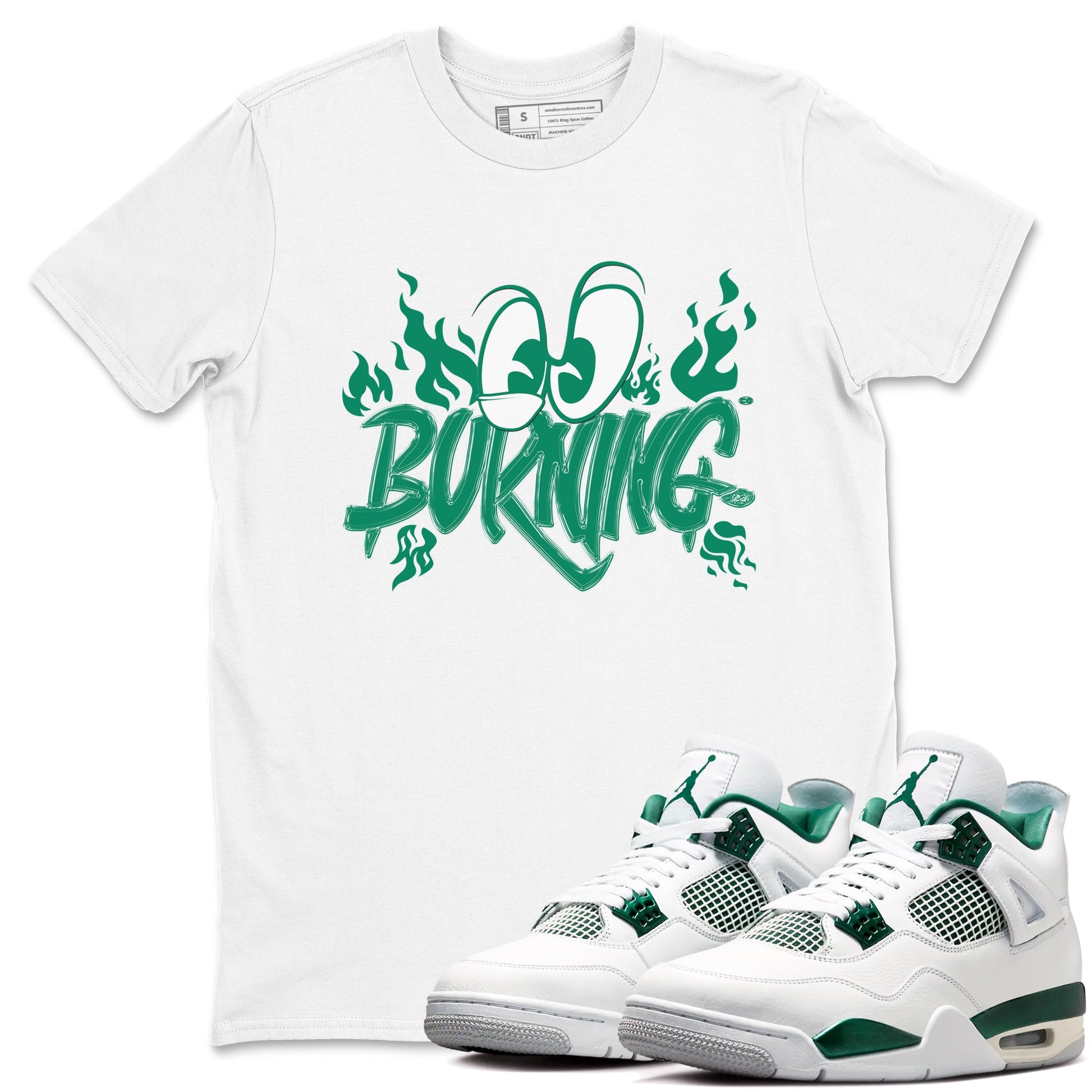4s Oxidized Green shirts to match jordans Burning sneaker match tees Air Jordan 4 Oxidized Green SNRT Sneaker Tees streetwear brand White 1 unisex cotton tee