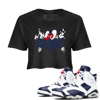 6s White And Midnight Navy shirts to match jordans Burning sneaker match tees Air Jordan 6 White And Midnight Navy SNRT Sneaker Release Tees unisex cotton Black 1 Crop Shirts