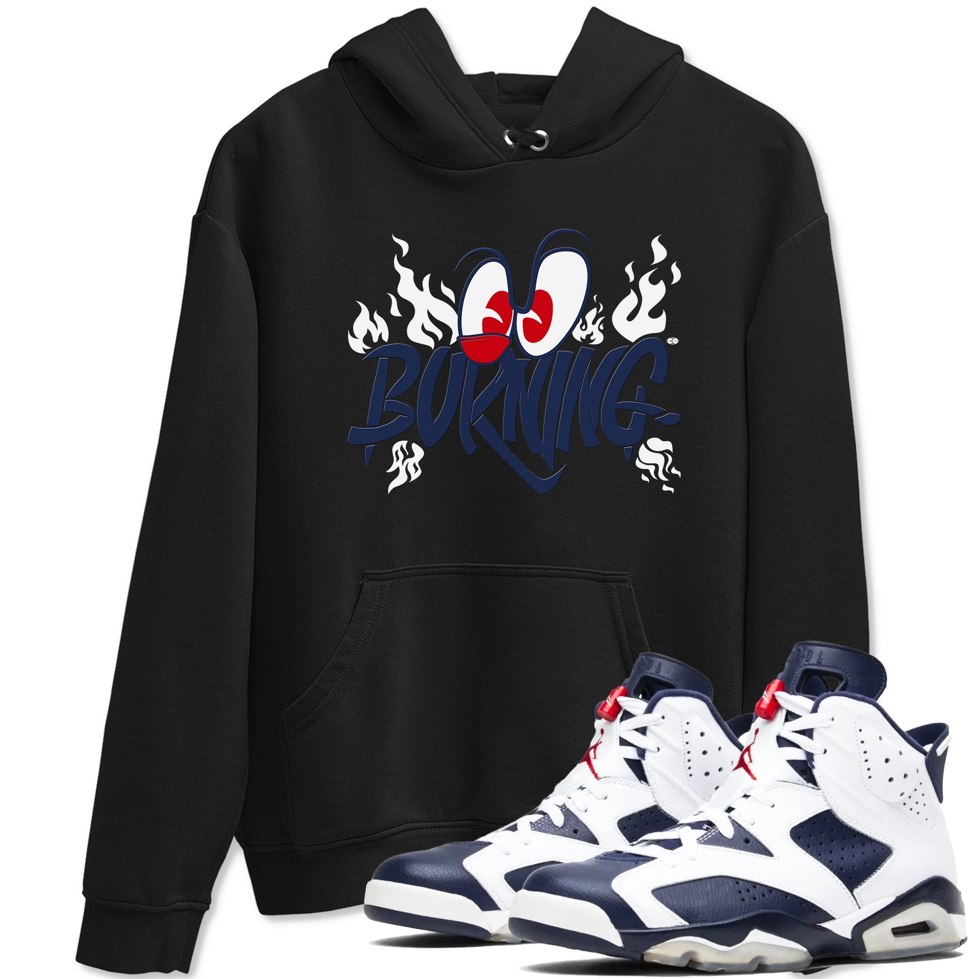 6s White And Midnight Navy shirts to match jordans Burning sneaker match tees Air Jordan 6 White And Midnight Navy SNRT Sneaker Release Tees unisex cotton Black 1 crew neck shirts