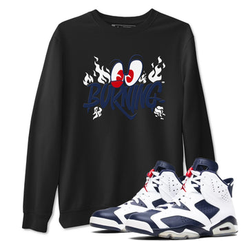 6s White And Midnight Navy shirts to match jordans Burning sneaker match tees Air Jordan 6 White And Midnight Navy SNRT Sneaker Release Tees unisex cotton Black 1 crew neck shirts
