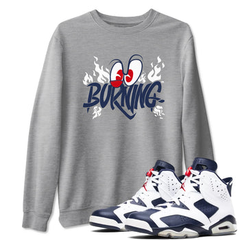 6s White And Midnight Navy shirts to match jordans Burning sneaker match tees Air Jordan 6 White And Midnight Navy SNRT Sneaker Release Tees unisex cotton Heather Grey 1 crew neck shirts