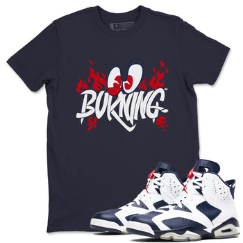 6s White And Midnight Navy shirts to match jordans Burning sneaker match tees Air Jordan 6 White And Midnight Navy SNRT Sneaker Release Tees unisex cotton Navy 1 crew neck shirts