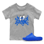 Yeezy Slide Azure shirts to match jordans Burning sneaker match tees Yeezy Slide Azure SNRT Sneaker Tees streetwear brand Baby and Youth Heather Grey 1 cotton tee
