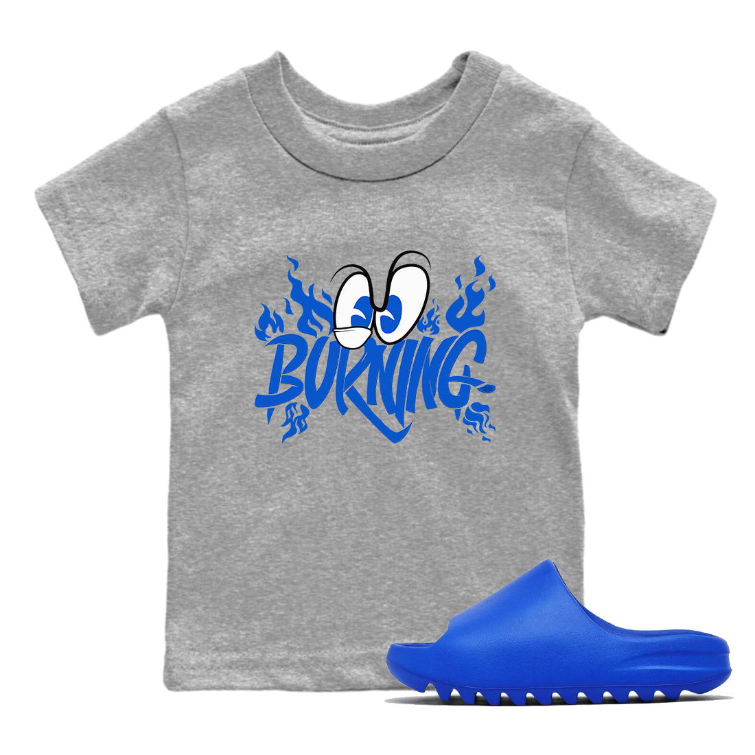 Yeezy Slide Azure shirts to match jordans Burning sneaker match tees Yeezy Slide Azure SNRT Sneaker Tees streetwear brand Baby and Youth Heather Grey 1 cotton tee