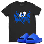 Yeezy Slide Azure shirts to match jordans Burning sneaker match tees Yeezy Slide Azure SNRT Sneaker Tees streetwear brand Black 1 unisex cotton tee