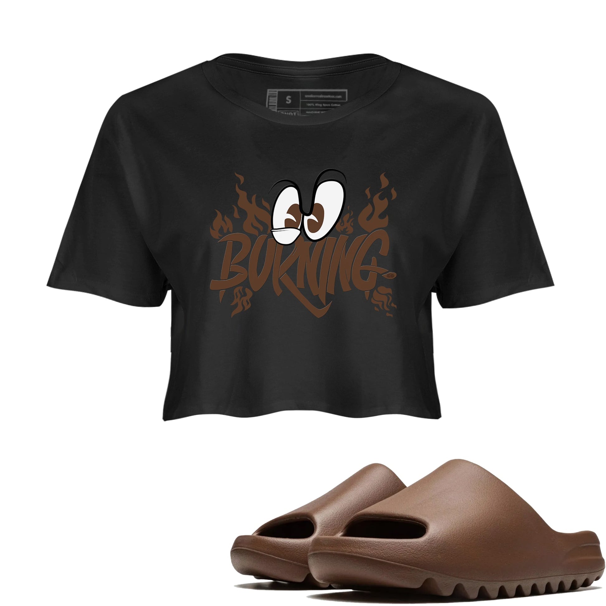 Yeezy Slide Flax shirts to match jordans Burning sneaker match tees Yeezy Slide Flax SNRT Sneaker Tees streetwear brand Black 1 crop tee