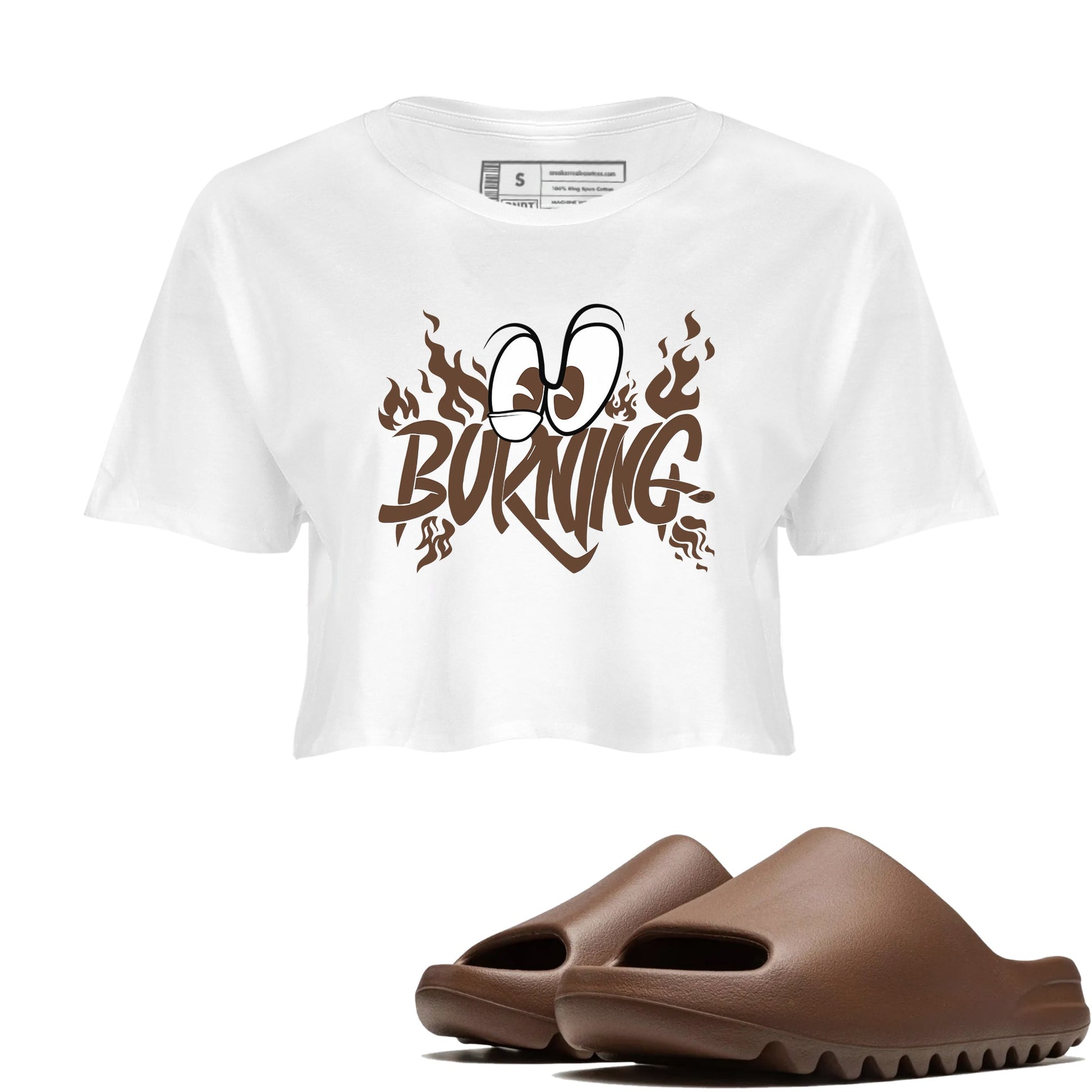 Yeezy Slide Flax shirts to match jordans Burning sneaker match tees Yeezy Slide Flax SNRT Sneaker Tees streetwear brand White 1 crop tee