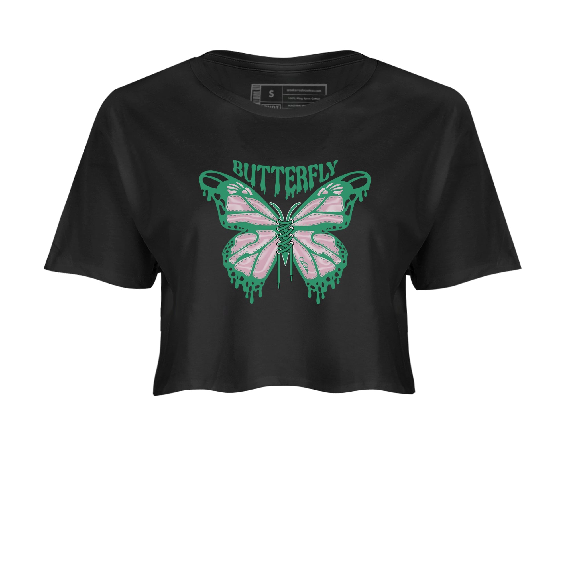 Dunk Low Medium Soft Pink Malachite shirt to match jordans Butterfly sneaker tees Dunk Retro SE Medium Soft Pink Malachite SNRT Sneaker Release Tees Black 2 crop length shirt