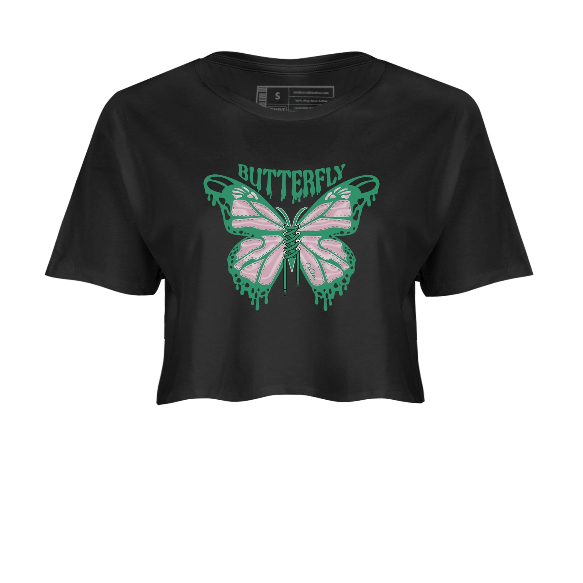 Dunk Low Medium Soft Pink Malachite shirt to match jordans Butterfly sneaker tees Dunk Retro SE Medium Soft Pink Malachite SNRT Sneaker Release Tees Black 2 crop length shirt