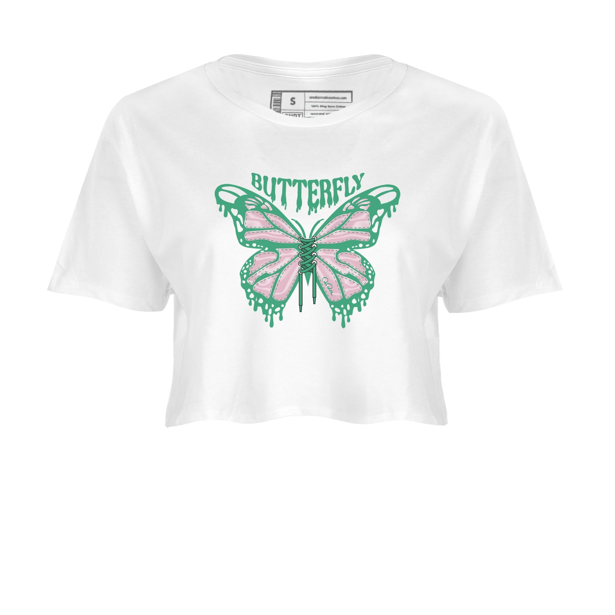 Dunk Low Medium Soft Pink Malachite shirt to match jordans Butterfly sneaker tees Dunk Retro SE Medium Soft Pink Malachite SNRT Sneaker Release Tees White 2 crop length shirt