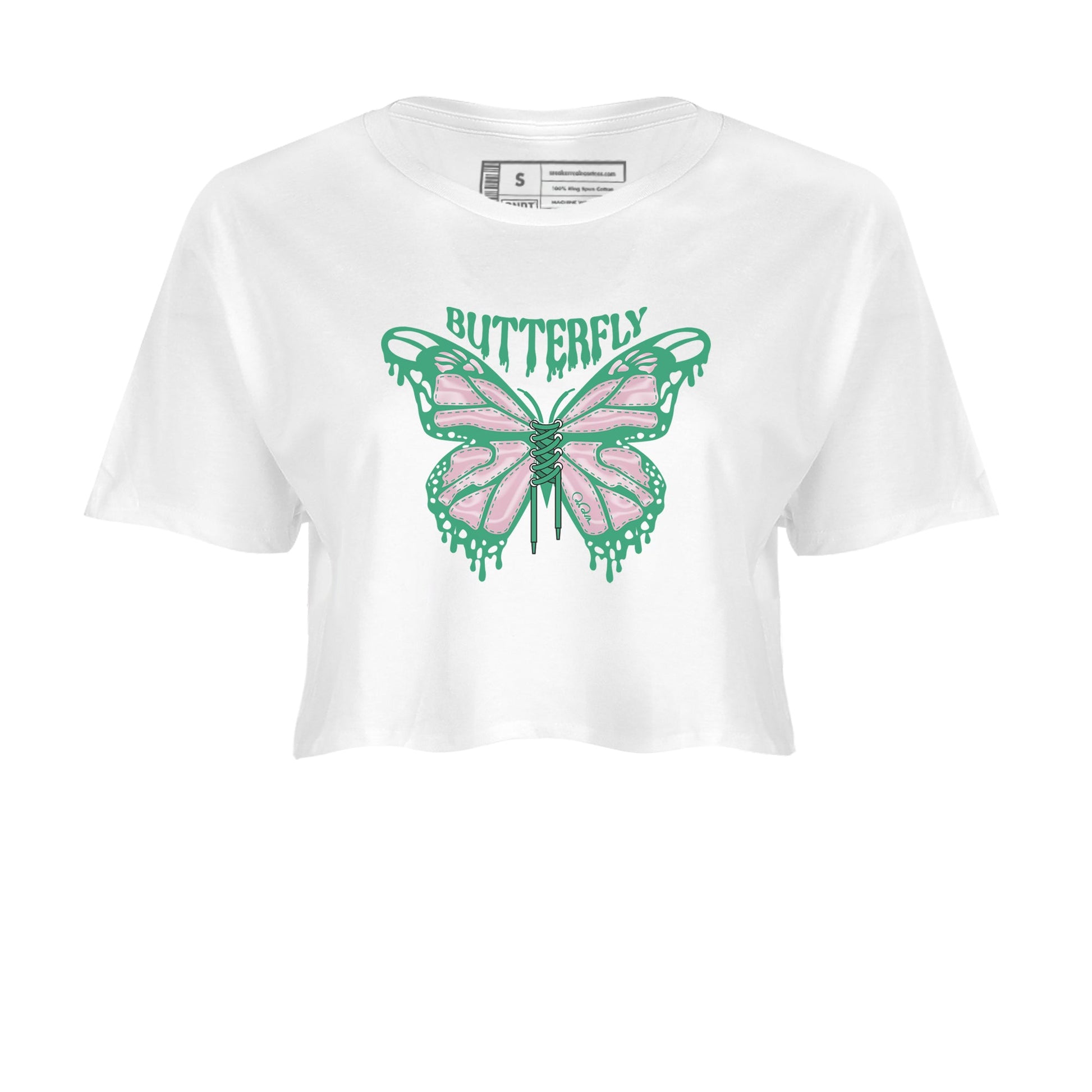 Dunk Low Medium Soft Pink Malachite shirt to match jordans Butterfly sneaker tees Dunk Retro SE Medium Soft Pink Malachite SNRT Sneaker Release Tees White 2 crop length shirt