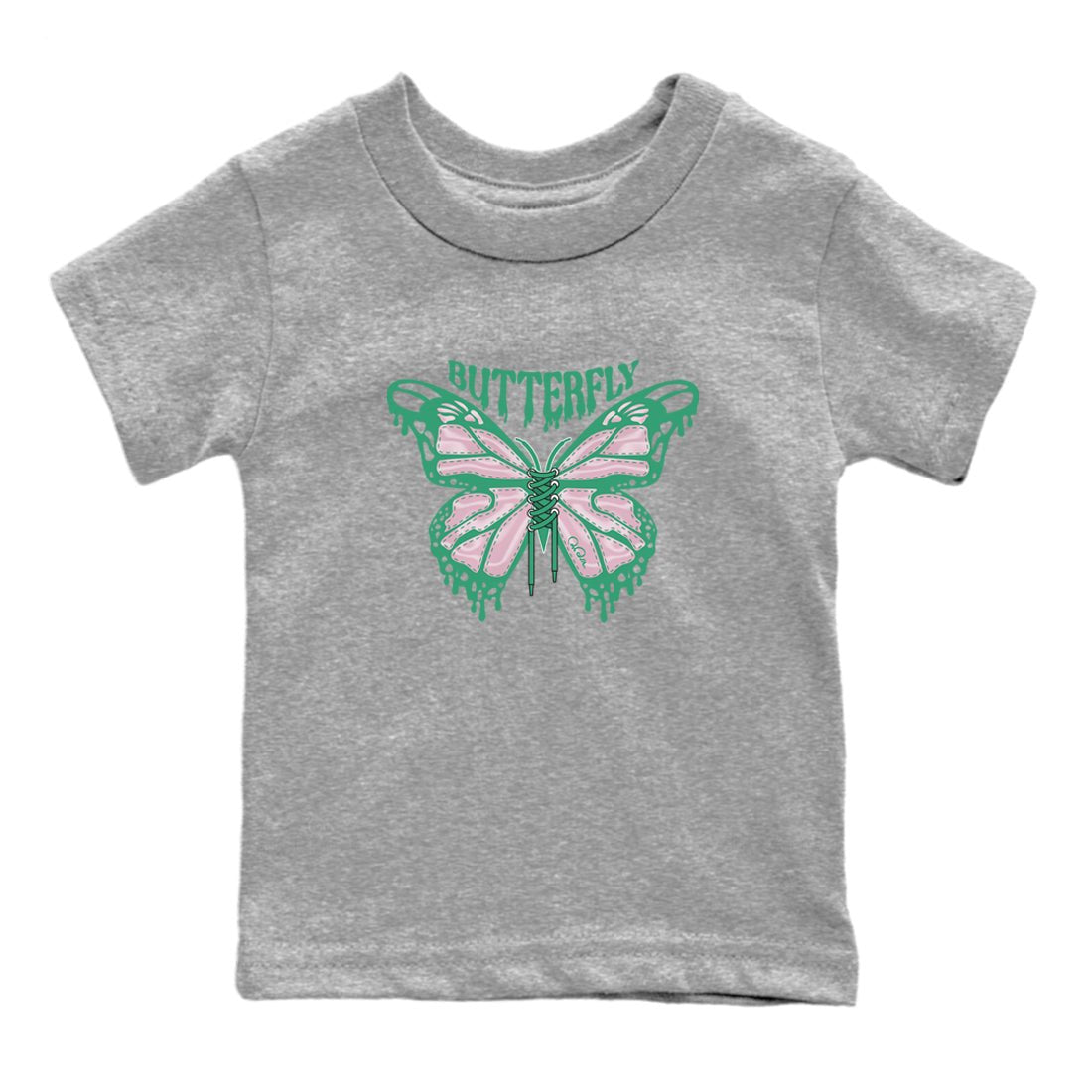 Dunk Low Medium Soft Pink Malachite shirt to match jordans Butterfly sneaker tees Dunk Retro SE Medium Soft Pink Malachite SNRT sneaker release tees baby toddler Heather Grey 2 cotton Shirt