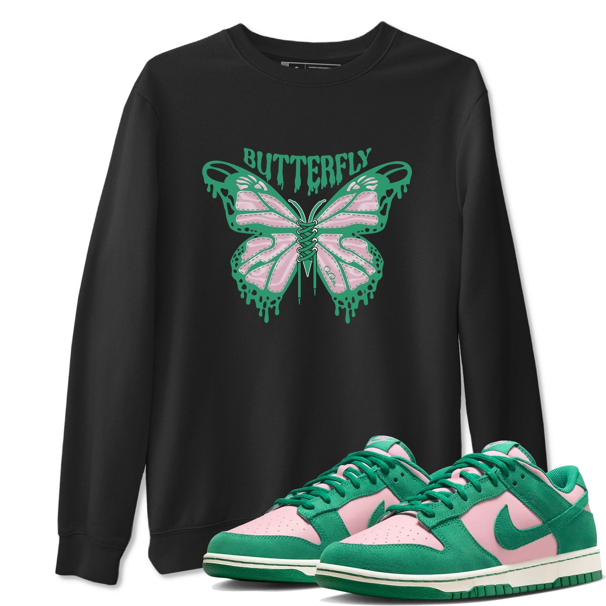 Dunk Low Medium Soft Pink Malachite shirt to match jordans Butterfly sneaker tees Dunk Retro SE Medium Soft Pink Malachite SNRT Sneaker Release Tees unisex cotton Black 1 crew neck shirt