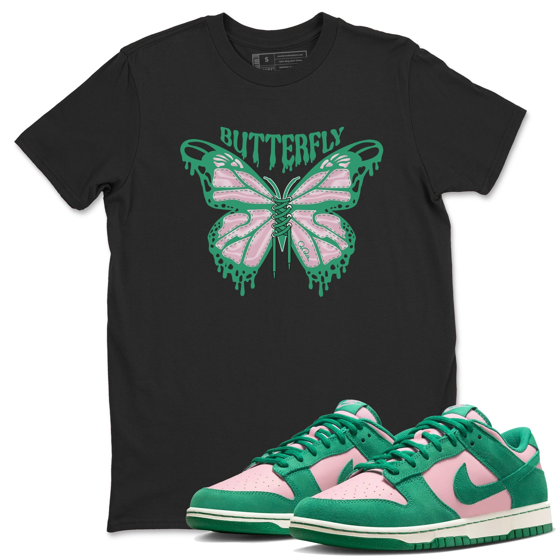Dunk Low Medium Soft Pink Malachite shirt to match jordans Butterfly sneaker tees Dunk Retro SE Medium Soft Pink Malachite SNRT Sneaker Release Tees unisex cotton Black 1 crew neck shirt