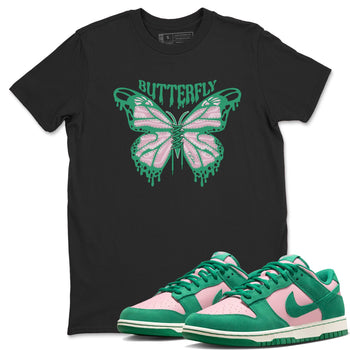 Dunk Low Medium Soft Pink Malachite shirt to match jordans Butterfly sneaker tees Dunk Retro SE Medium Soft Pink Malachite SNRT Sneaker Release Tees unisex cotton Black 1 crew neck shirt