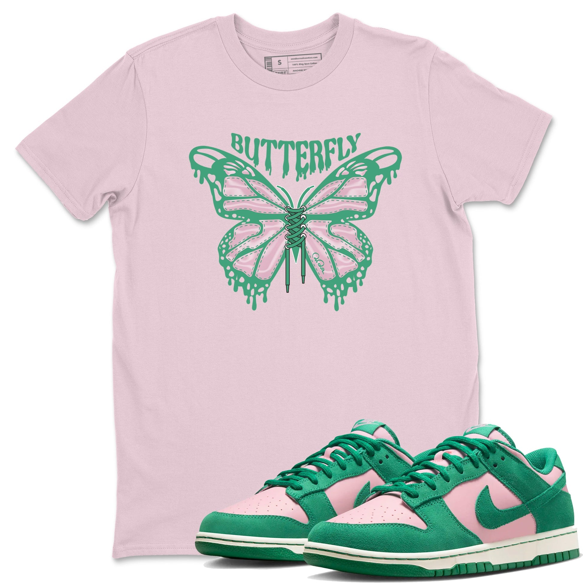 Dunk Low Medium Soft Pink Malachite shirt to match jordans Butterfly sneaker tees Dunk Retro SE Medium Soft Pink Malachite SNRT Sneaker Release Tees unisex cotton Pink 1 crew neck shirt