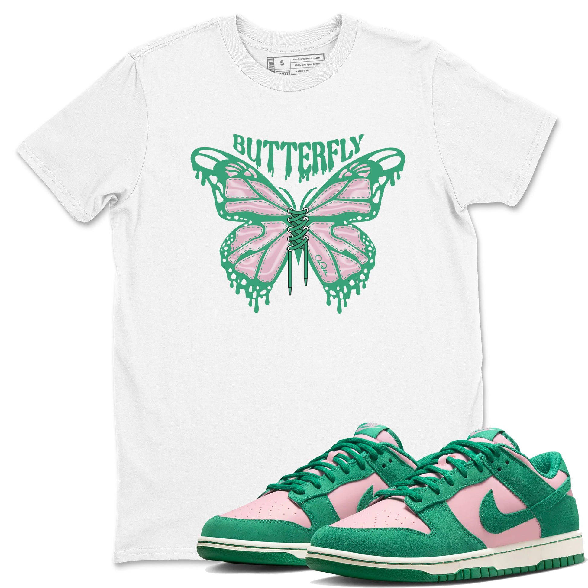 Dunk Low Medium Soft Pink Malachite shirt to match jordans Butterfly sneaker tees Dunk Retro SE Medium Soft Pink Malachite SNRT Sneaker Release Tees unisex cotton White 1 crew neck shirt