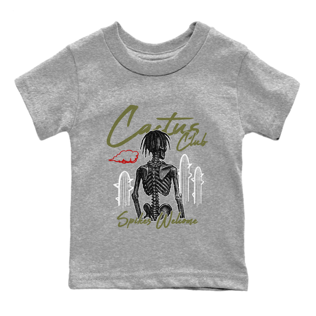 Sneaker match tees – Sneaker Tees To Match Air Jordan 1 Travis Scott Medium Olive Shoes – Cactus Club Kids T-Shirt Heather Grey 2