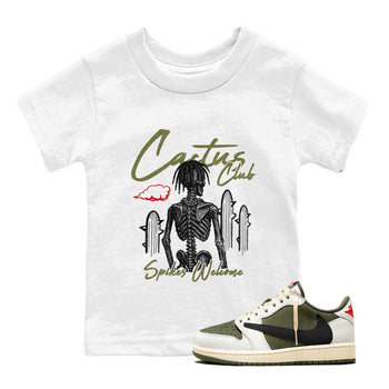 Sneaker match tees – Sneaker Tees To Match Air Jordan 1 Travis Scott Medium Olive Shoes – Cactus Club Kids T-Shirt White 1