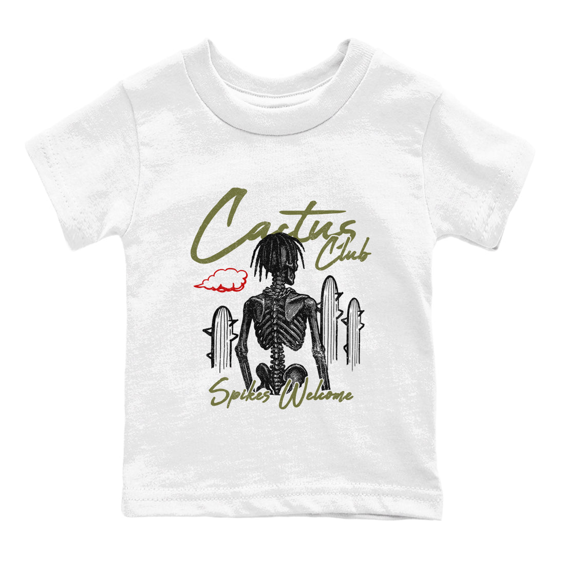 Sneaker match tees – Sneaker Tees To Match Air Jordan 1 Travis Scott Medium Olive Shoes – Cactus Club Kids T-Shirt White 2